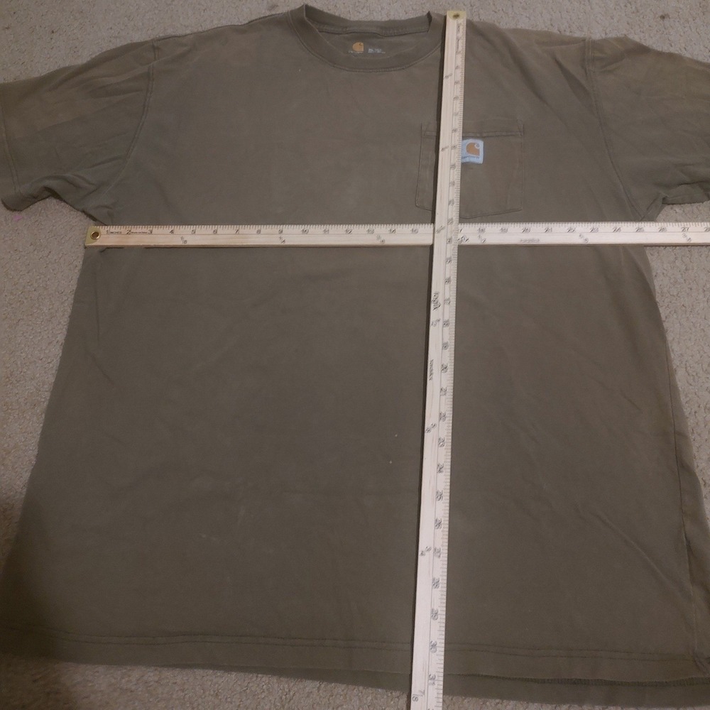 Carhartt Pocket T-Shirt Mens XL Olive Green Good Workwear Heavyweight Cotton